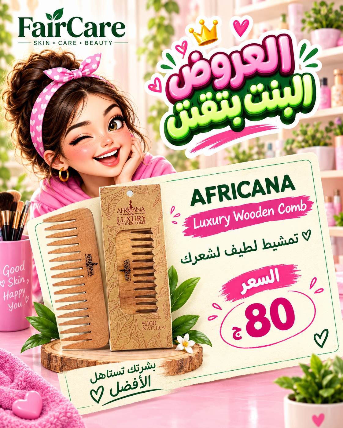 Africana wooden comb (البنت بتقش)