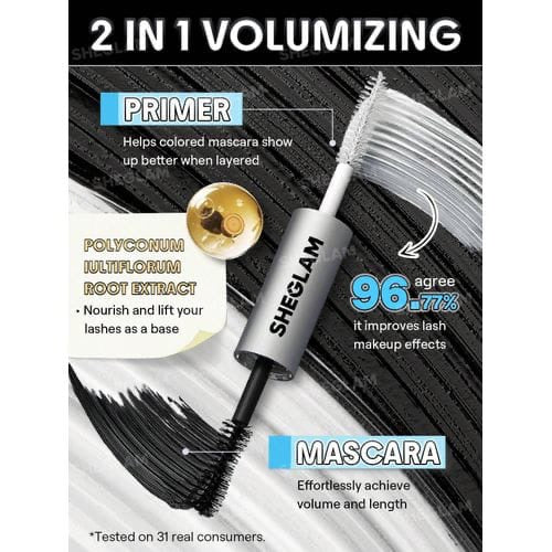 ماسكارا مزدوجة الأطراف لتكثيف وإطالة الرموش من علامة شيجلام (SHEGLAM All-In-One Primer & Tubing Volume Mascara).