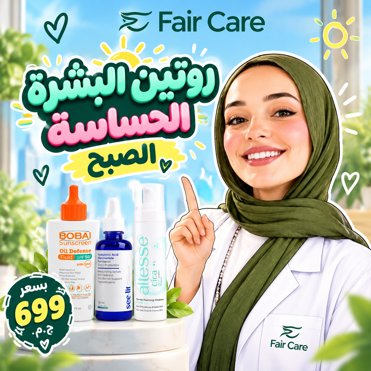 روتين البشرة الحساسة الصبح (دكتور آيه الديب )
