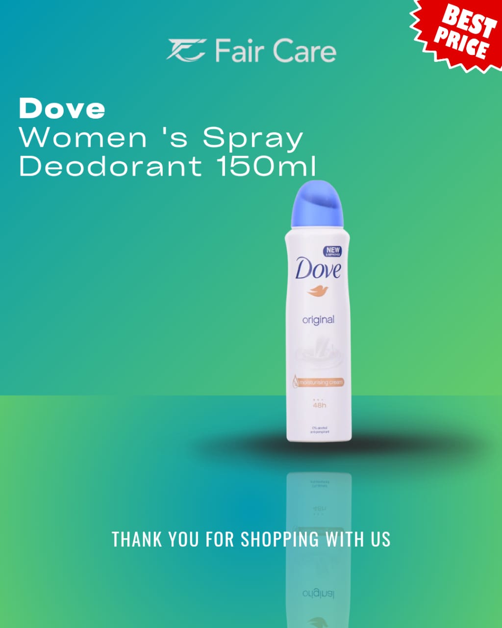 Dove women’s spray deodorant (150ml)