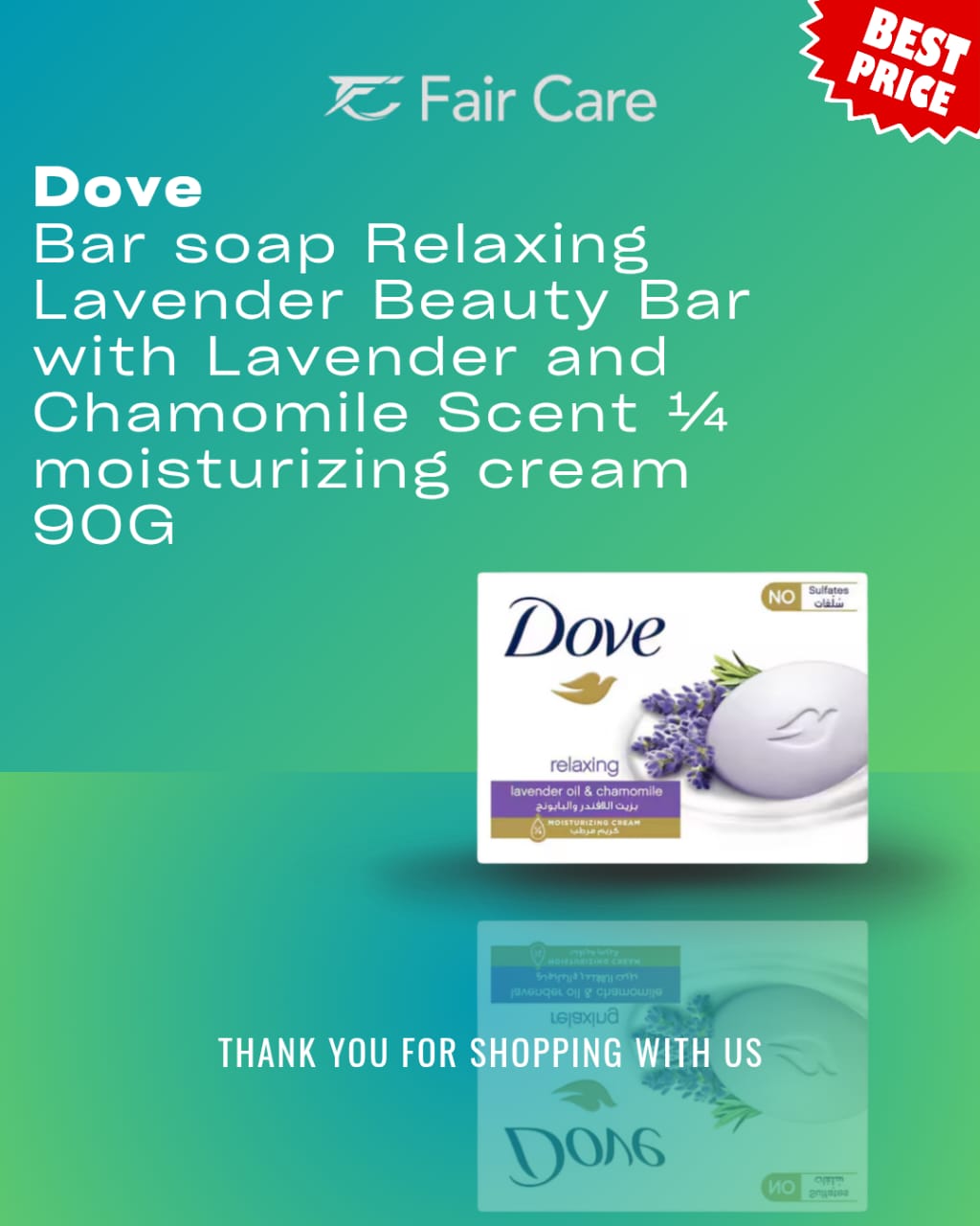 Dove bar soap relaxing lavender and chamomile scent with moisturizing cream (90gm)