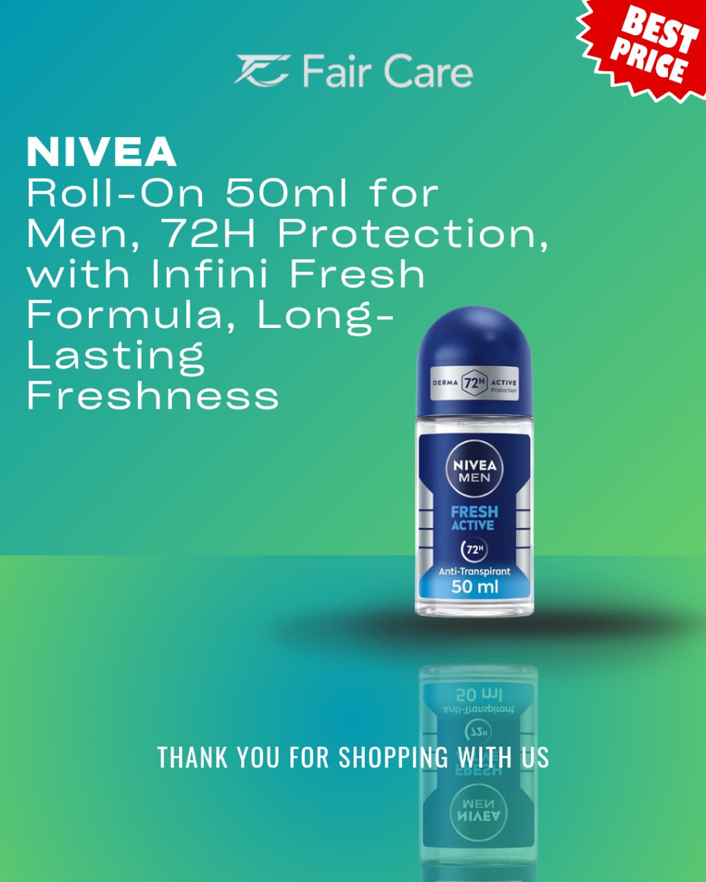 Nivea roll-on 50ml for men 72hr protection