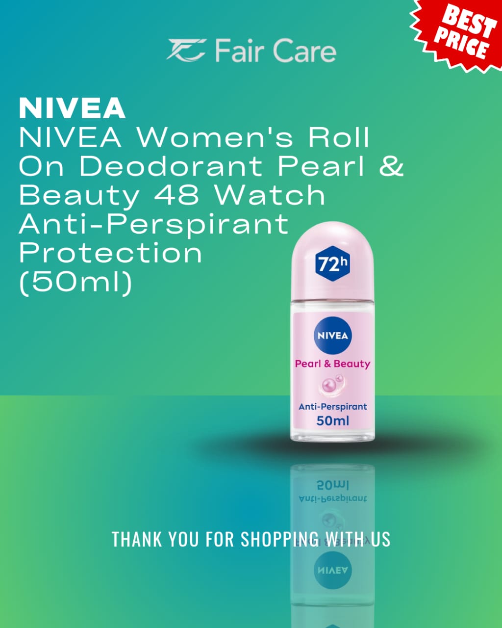 Nivea women’s roll-on deodorant pearl beauty 48 watch (50ml)