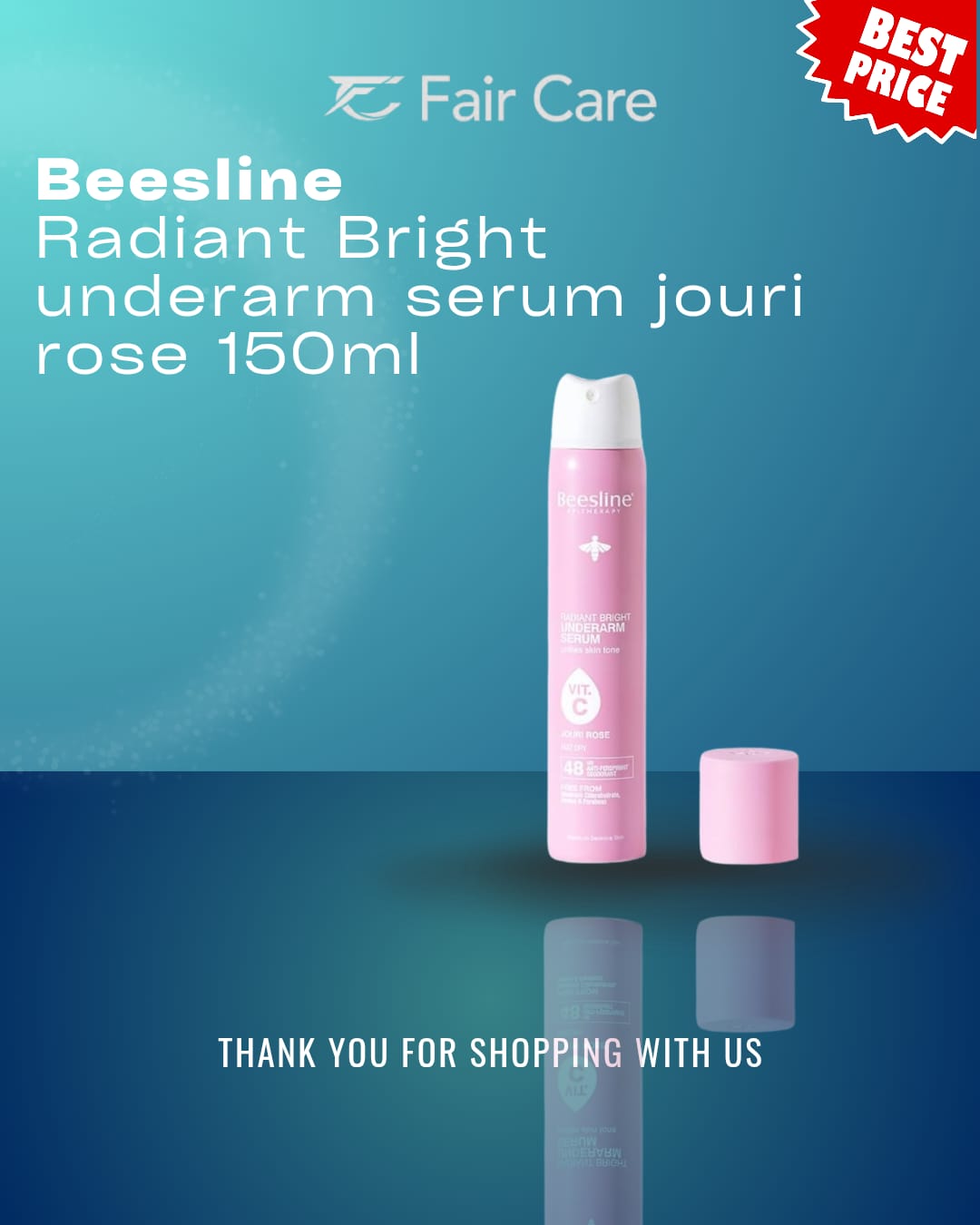Beesline radiant bright under arm serum rose (150ml)