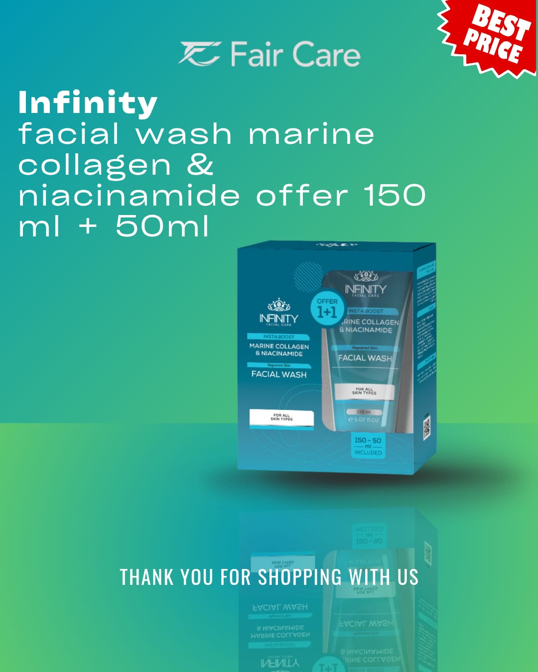 Infinity facial wash marine collagen & niacinamide offer (150ml+50ml)