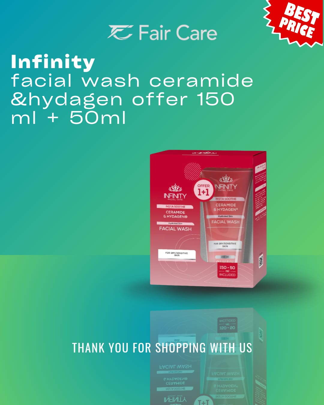 Infinity facial wash ceramide & hydagen offer (150ml+50ml)