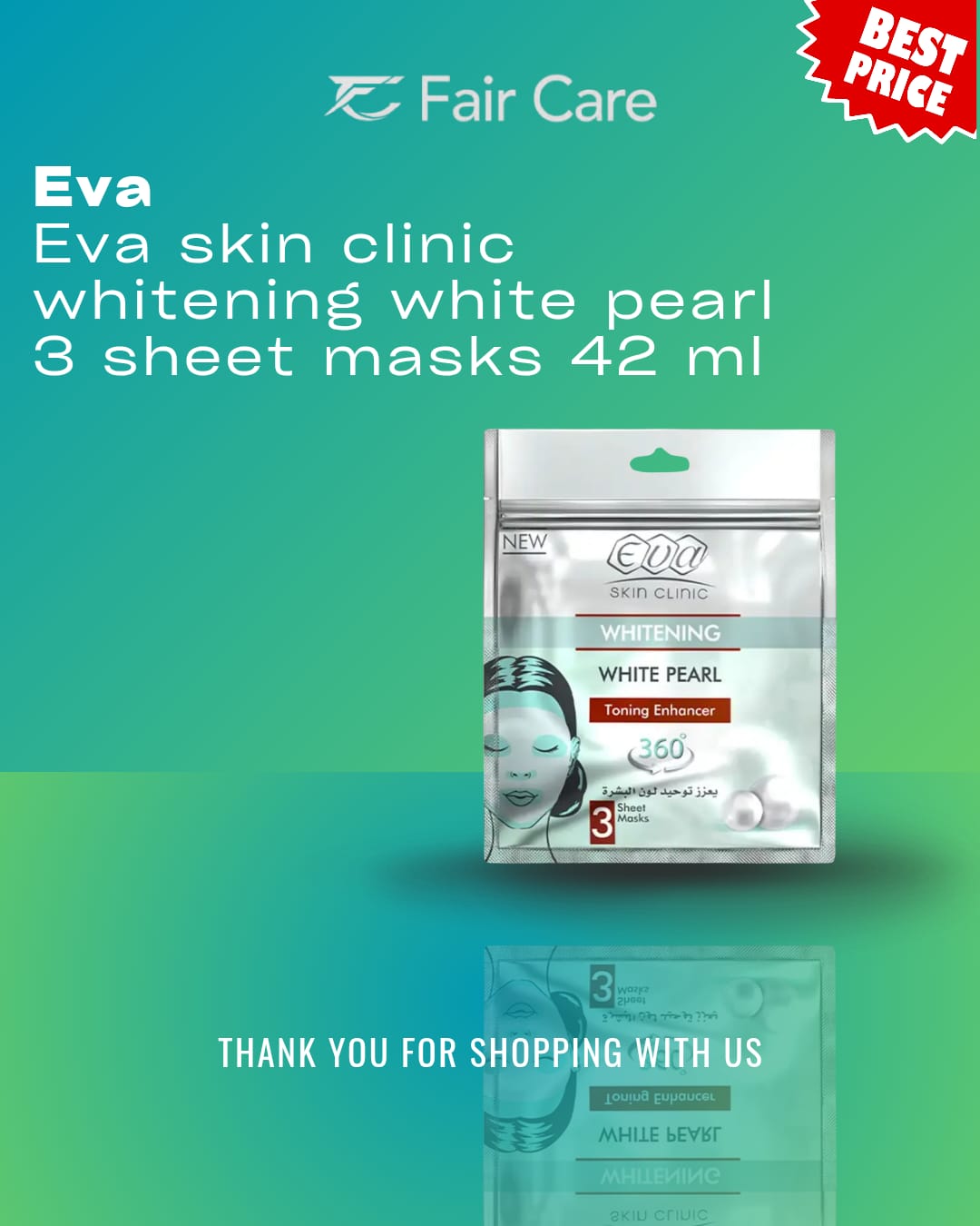 إيفا سكين كلينيك ماسك اللؤلؤ الأبيض 3 قطع 42 مل