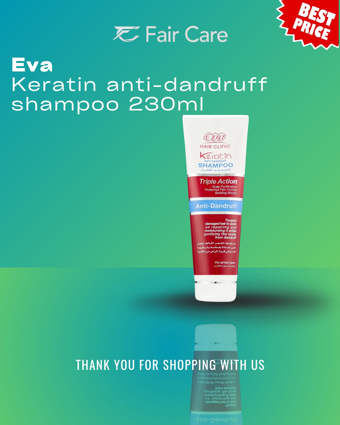 e Keratin Eva Anti-Dandruff Moisturizing Shampoo 230ml