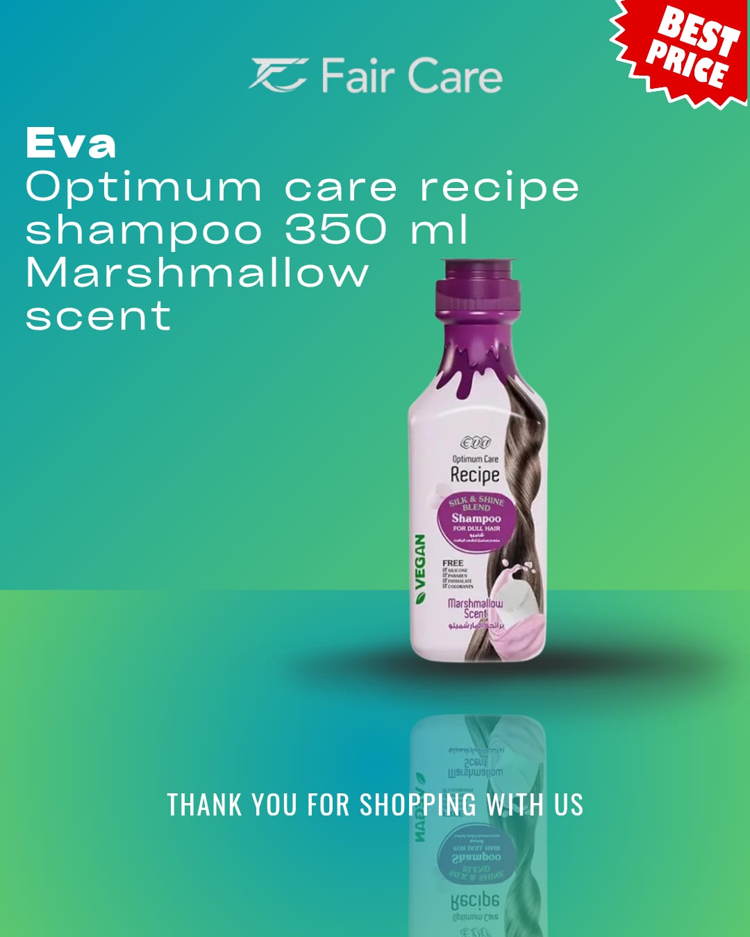 شامبو إيفا أوبتمم كير ريسيبي مزيج الحرير واللمعان برائحة المارشميلو 350 مل