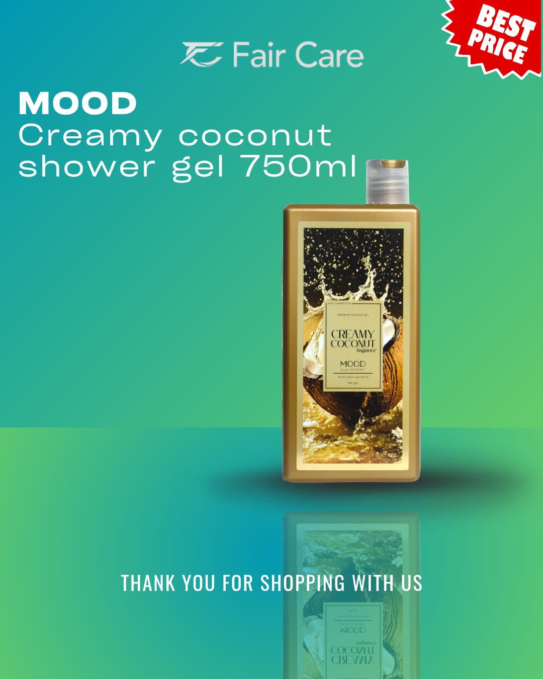 mood creamy coconut shower gel 750ml
