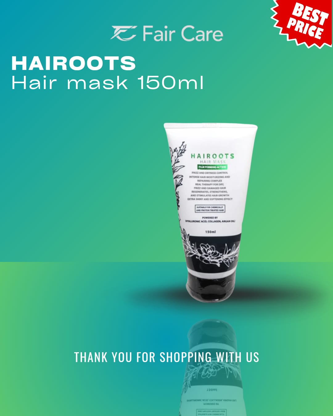 Hairoots Hair Mask Hyaluronic Acid Collagen Argan Oil 150 Ml