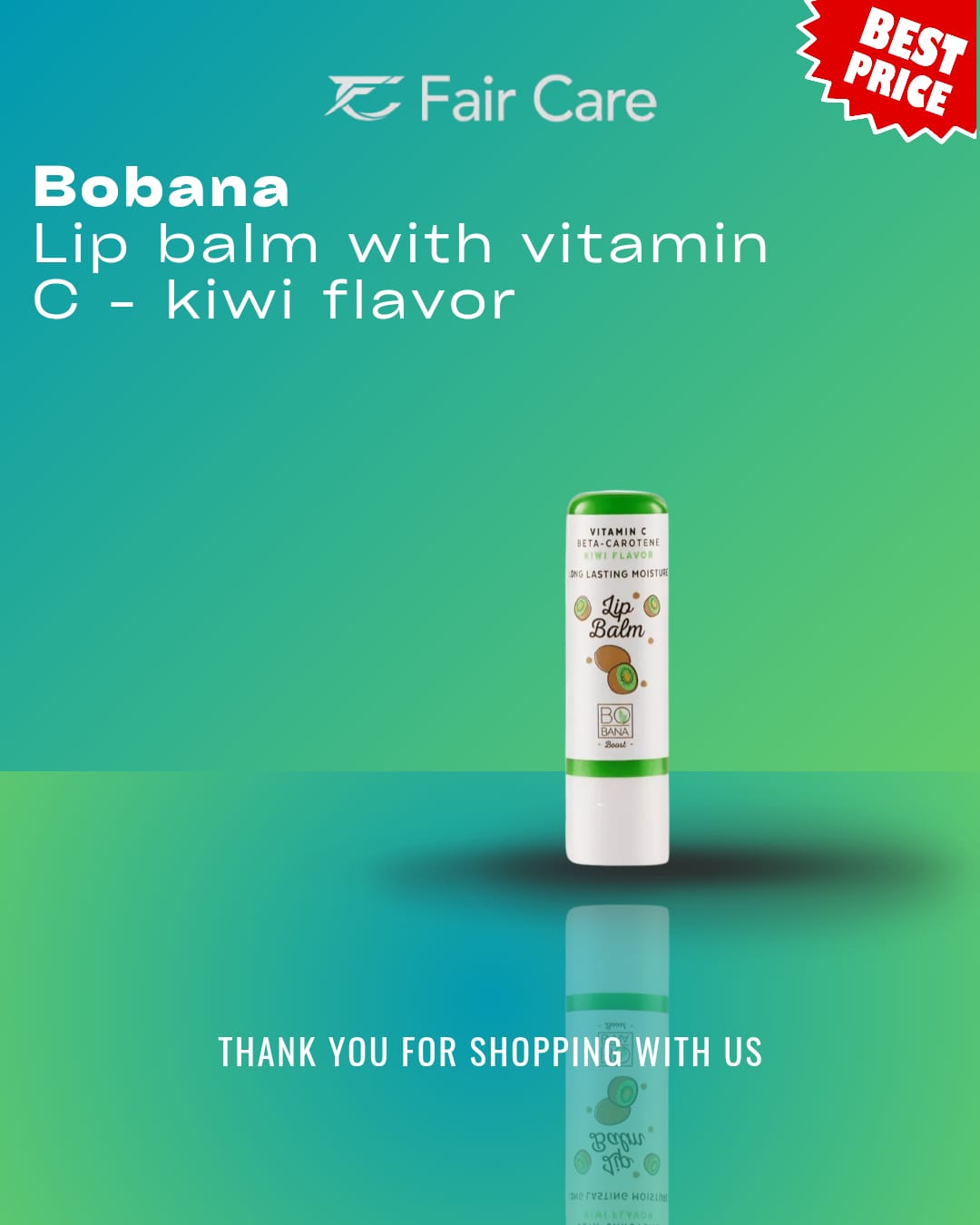 BOBANA Lip Balm Long lasting Moisture With Power Vitamin C Kiwi Flavor