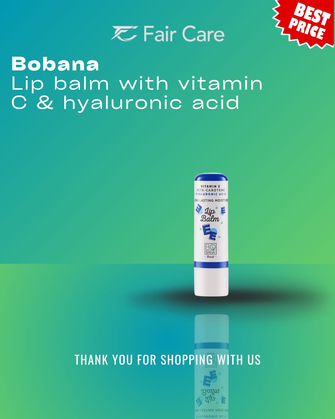BOBANA Lip Balm Long lasting Moisture With Power Vitamin E Hyaluronic Acid