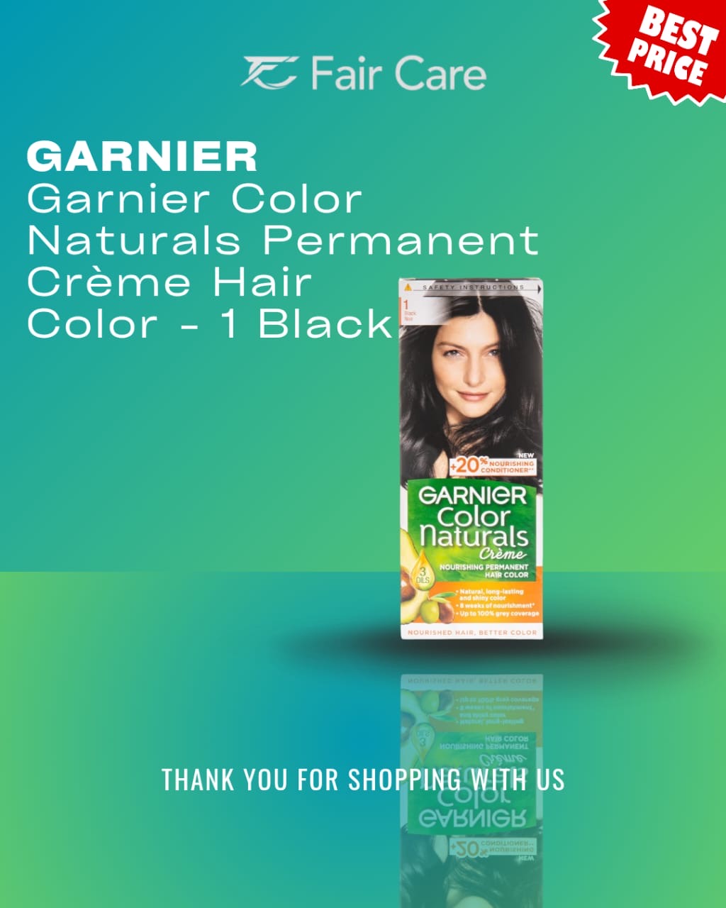 Garnier Color Naturals صبغة شعر كريم دائمة (أسود)