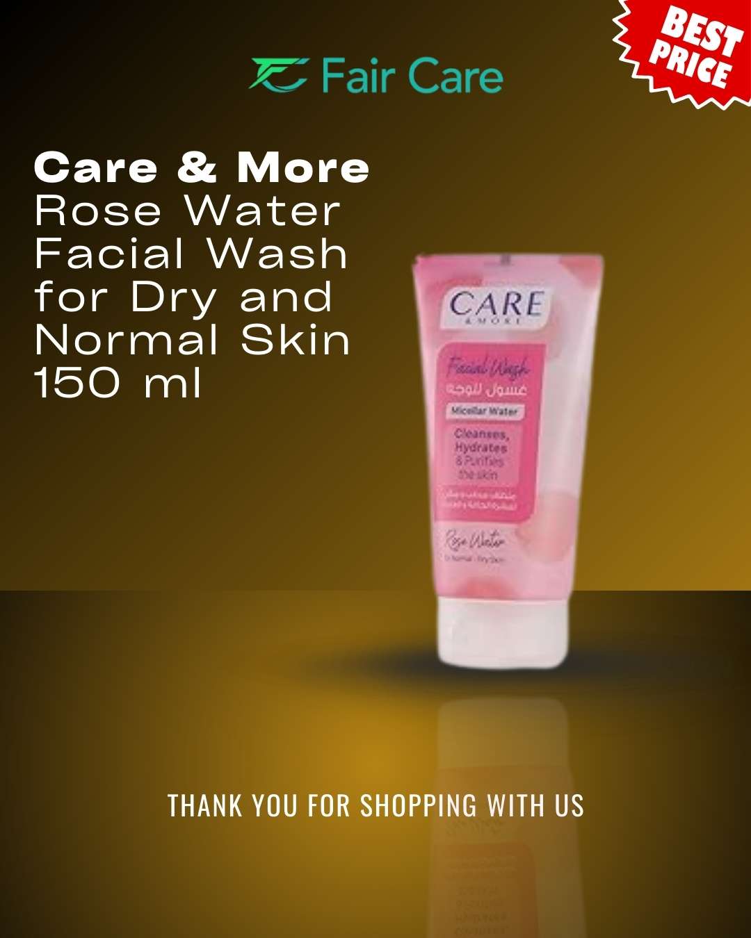 غسول الوجه بماء الورد للعناية والمزيد للبشرة الجافة والعادية 150 مل
