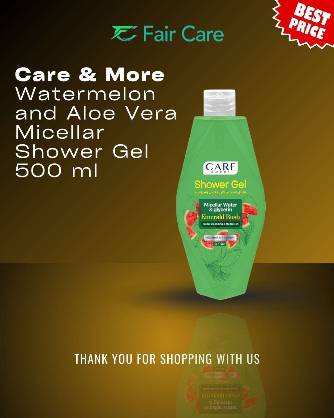 care&more Shower Gel Micellar With watermelon & Aloe Vera 500ml