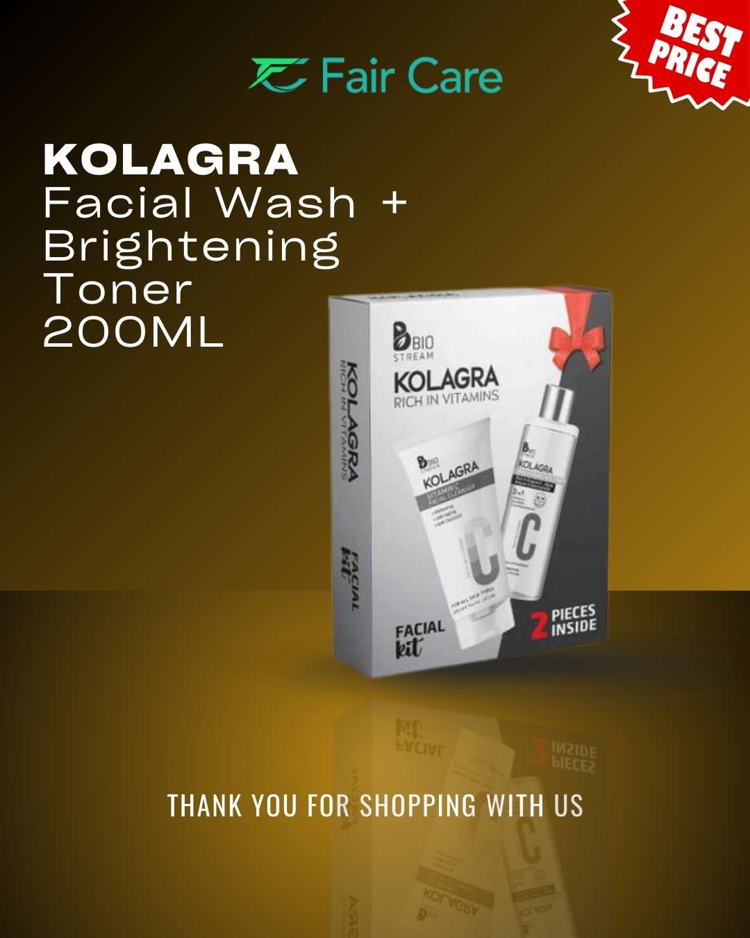 Kolagra Toner 200ml + Facial Whitening Cleanser 200ml