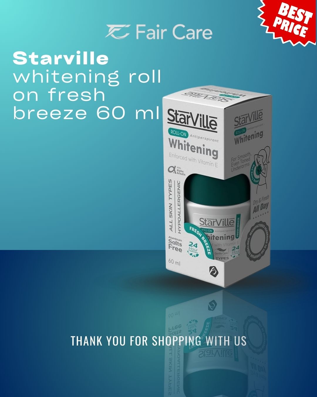 Starville whitening roll on fresh breeze (60 gm)