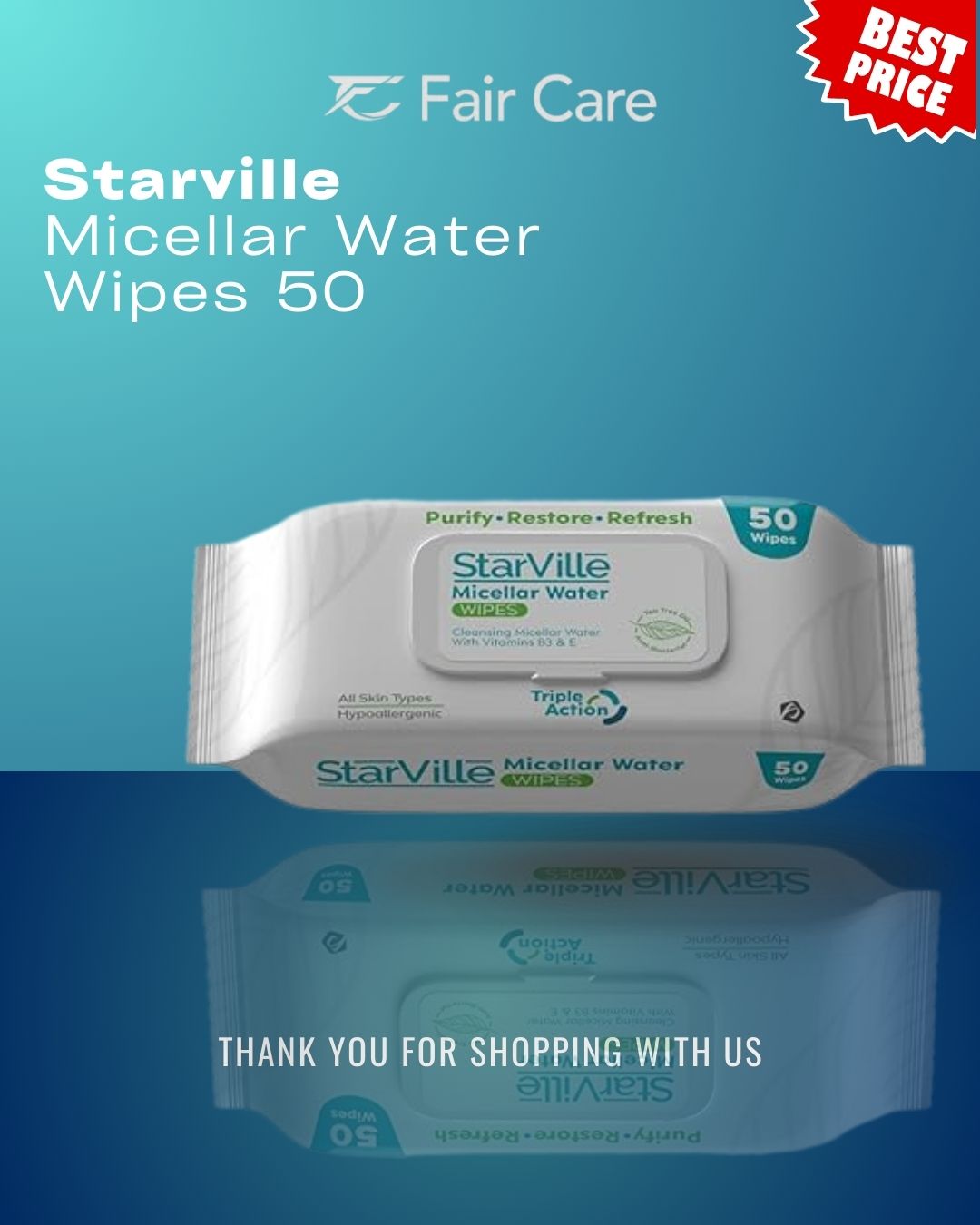 ستارفيل ماء ميسيلار (50 منديل)