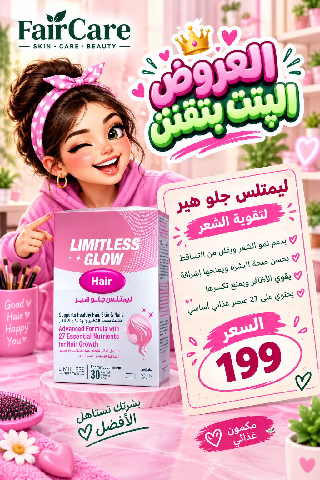 Limitless glow hair (البنت بتقش)