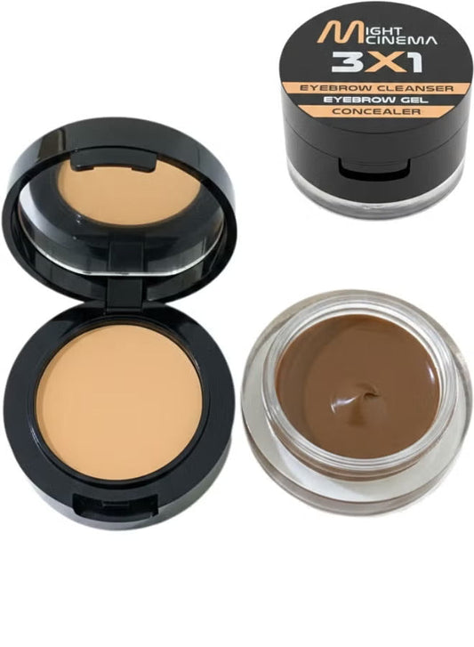 Might Cinema 3X1 Cream Makeup Display Set EYEBROW CLEANSER - EYEBROW GEL - CONCEALER 103 - 4g