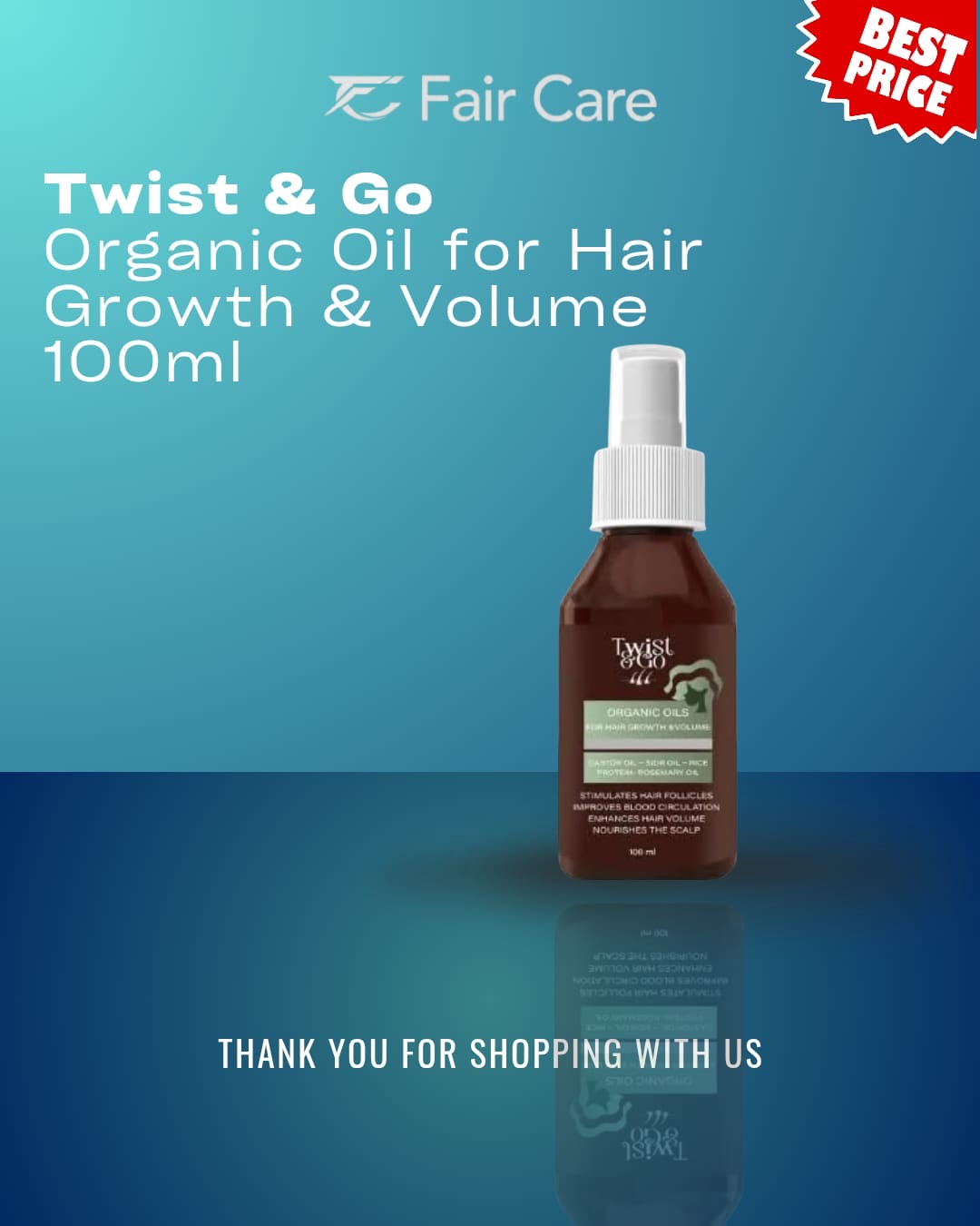 Twist&go organic oil for hair growth & volume (100ml)