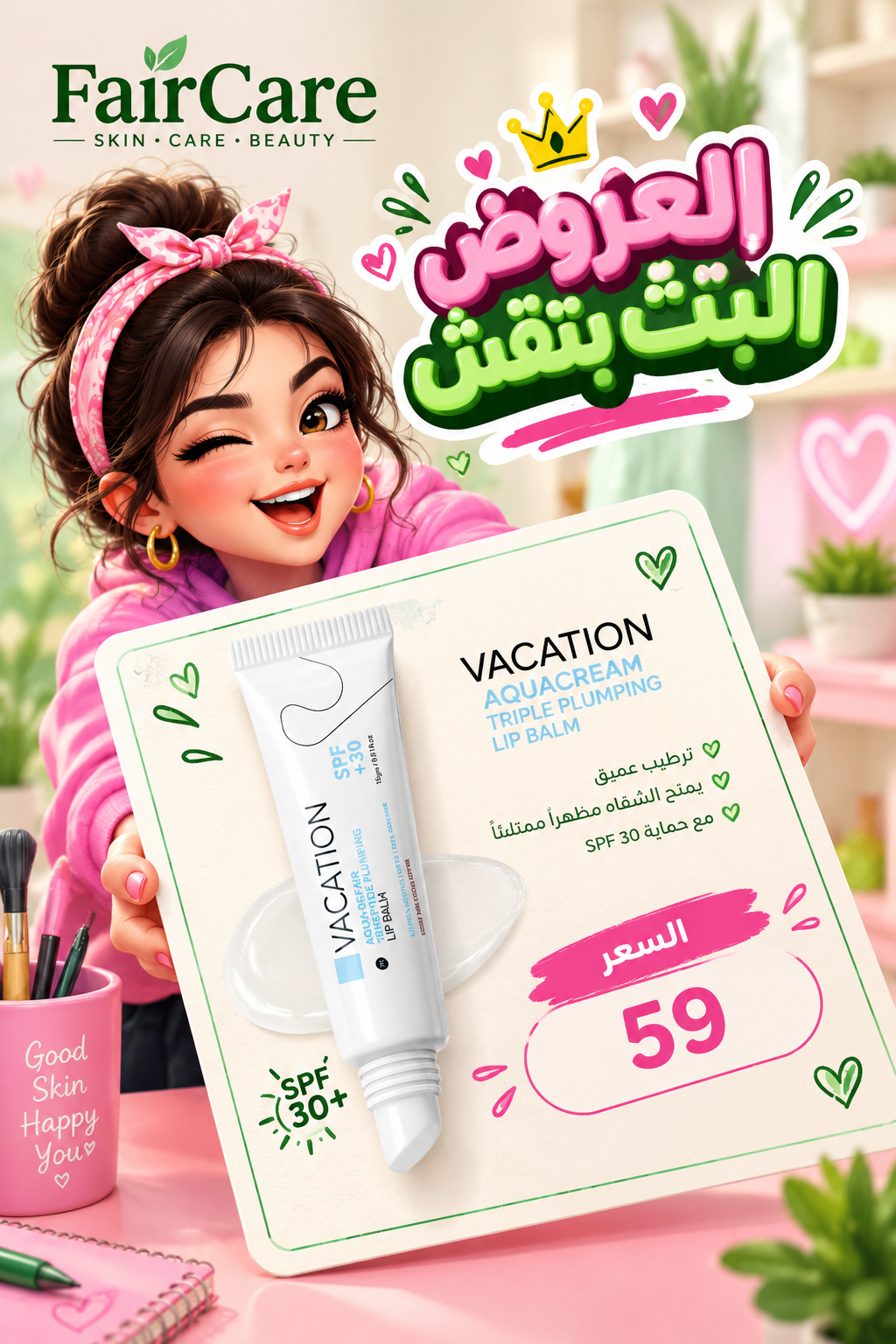 Vacation lip palm (البنت بتقش)