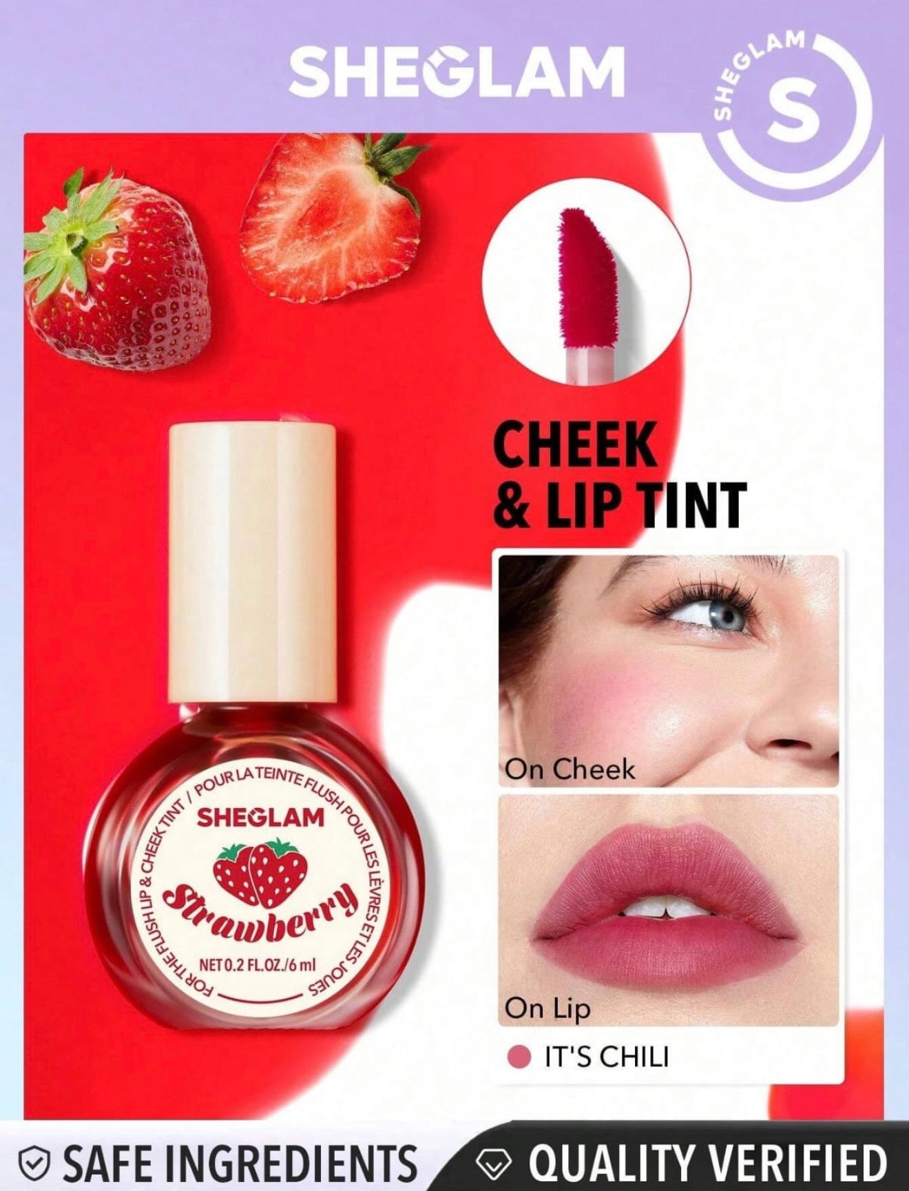 SHEGLAM lip tint strawberry 6ml