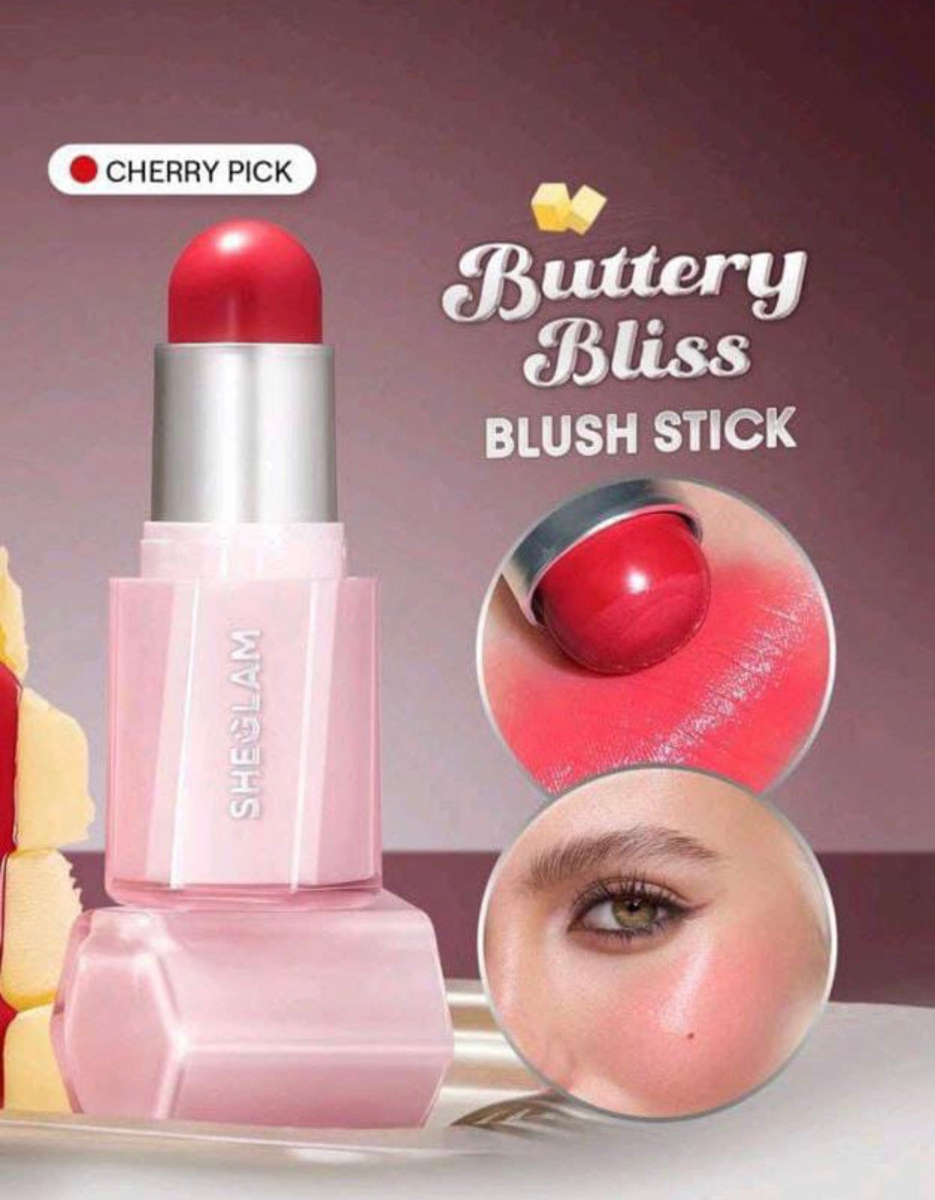SHEGLAM blush stick buttery bliss cherry