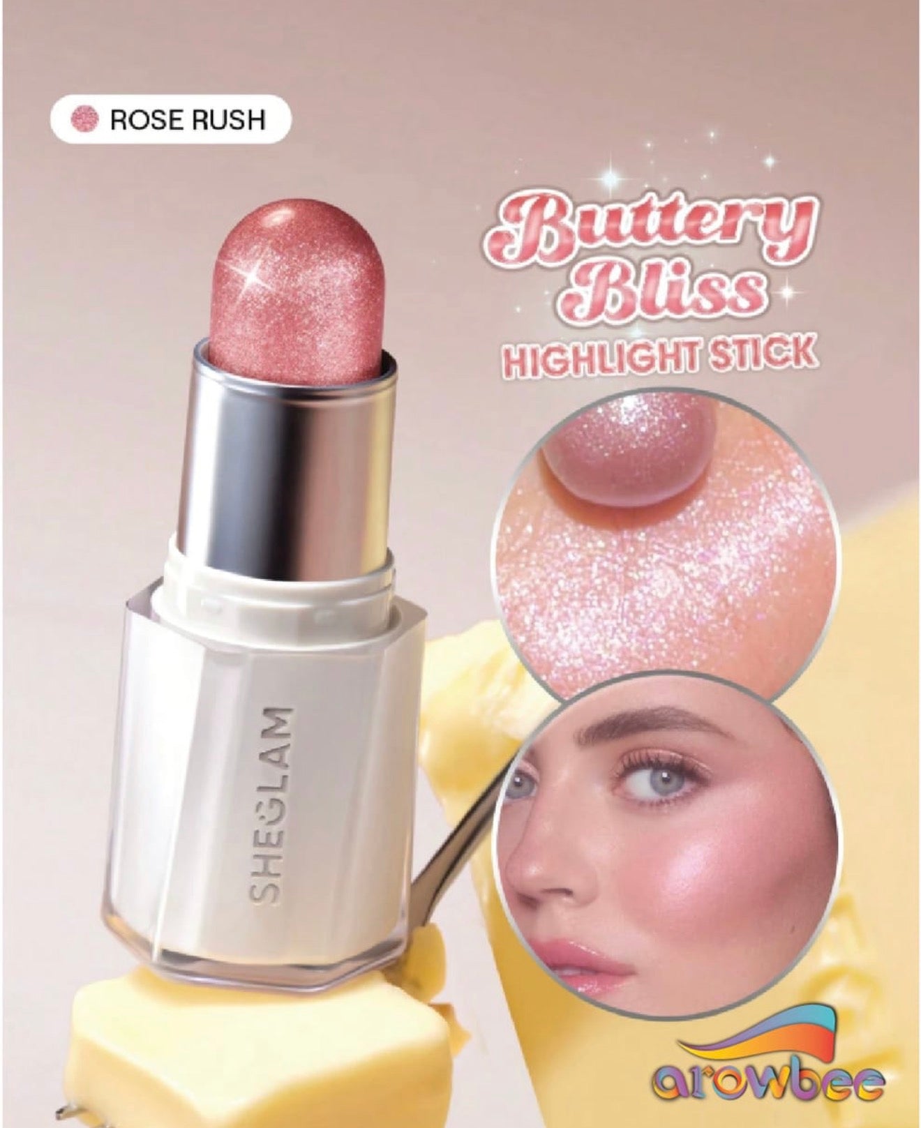 SHEGLAM highlighter stick buttery bliss - rose rush