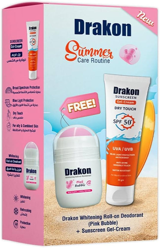 Drakon sunscreen dry touch + pink bubble deodorant offer