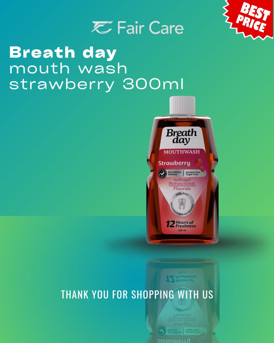 Breath day mouth wash strawberry (300ml)