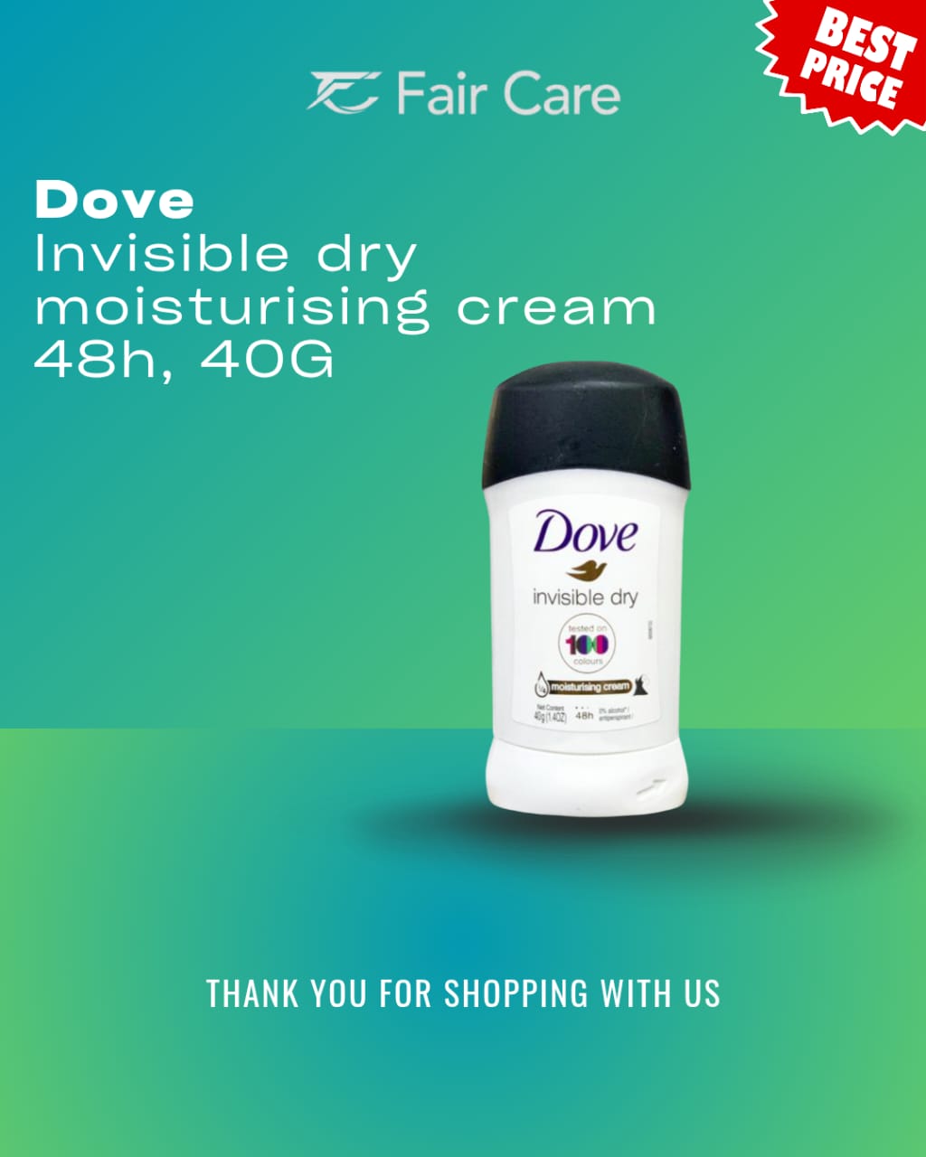 Dove invisible dry moisturizing cream 48hr (40gm)