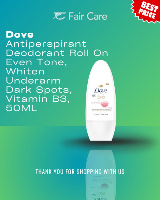 Dove antiperspirant deodorant roll-on even tone whiten underarm dark spots (vitamin b3) 50ml