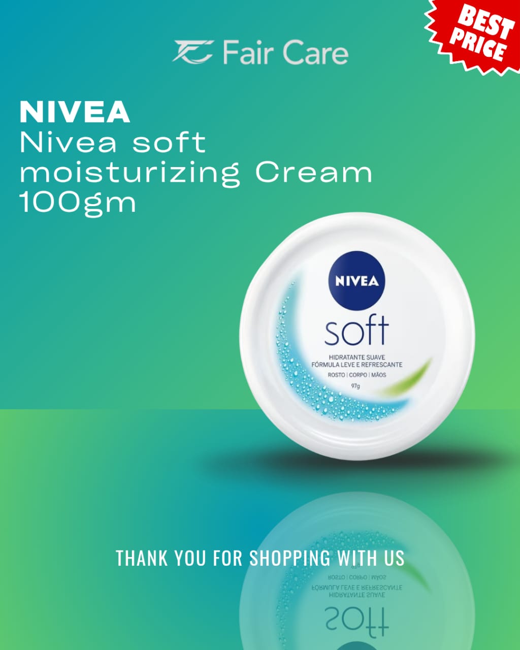 Nivea soft moisturizing cream (100gm)