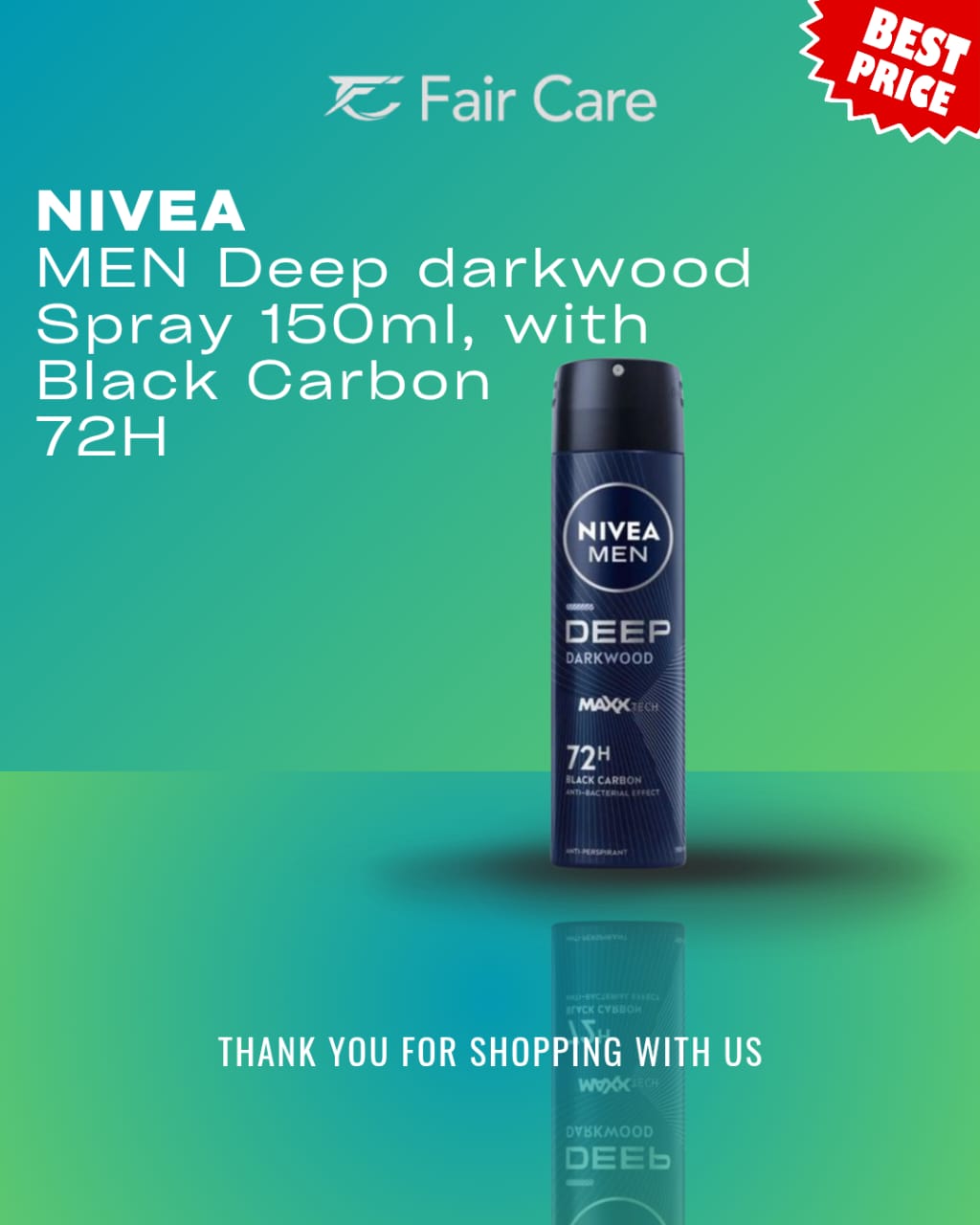 Nivea deep dark wood spray with black carbon (150ml)