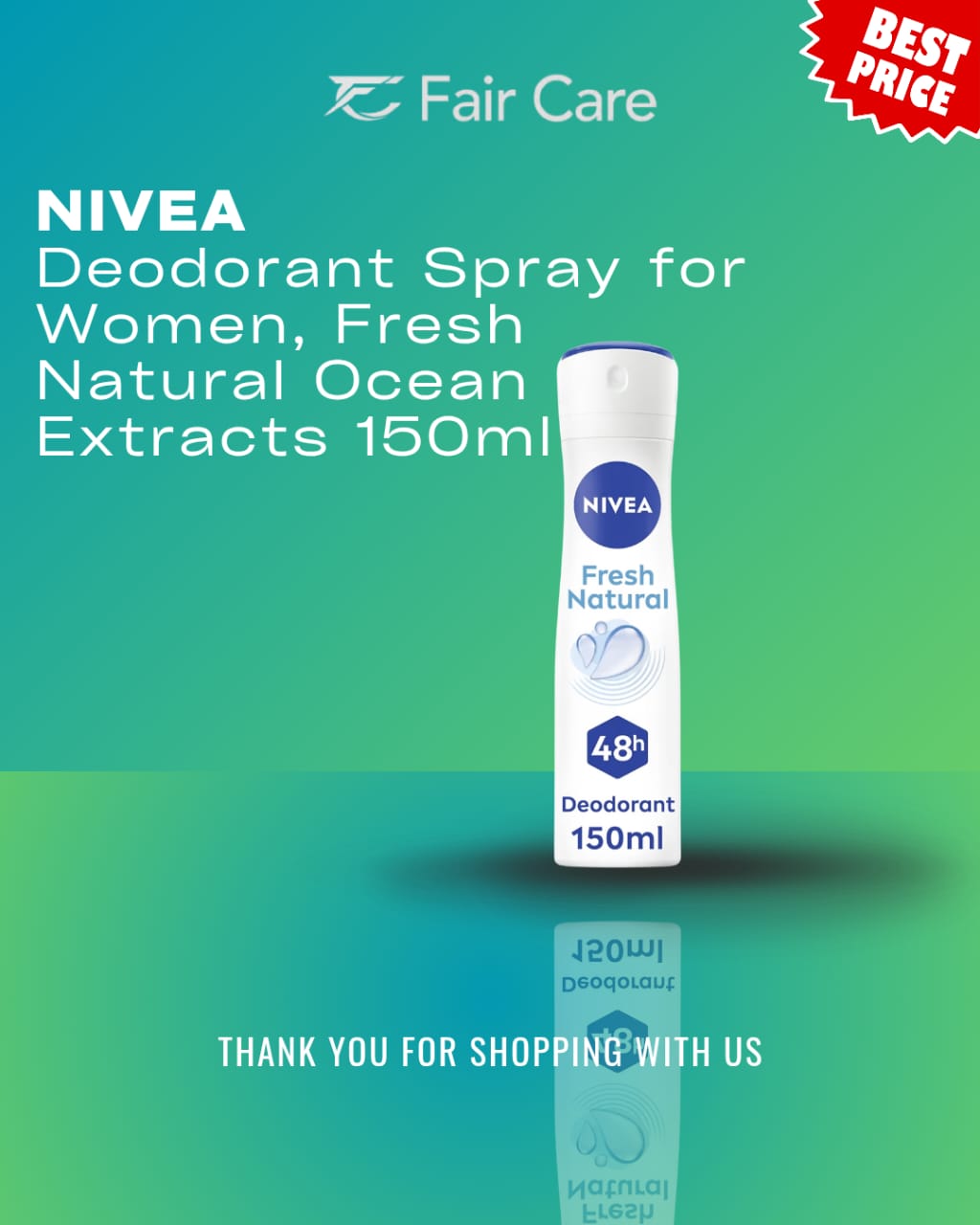 Nivea deodorant spray for women,fresh natural ocean extracts (150ml)