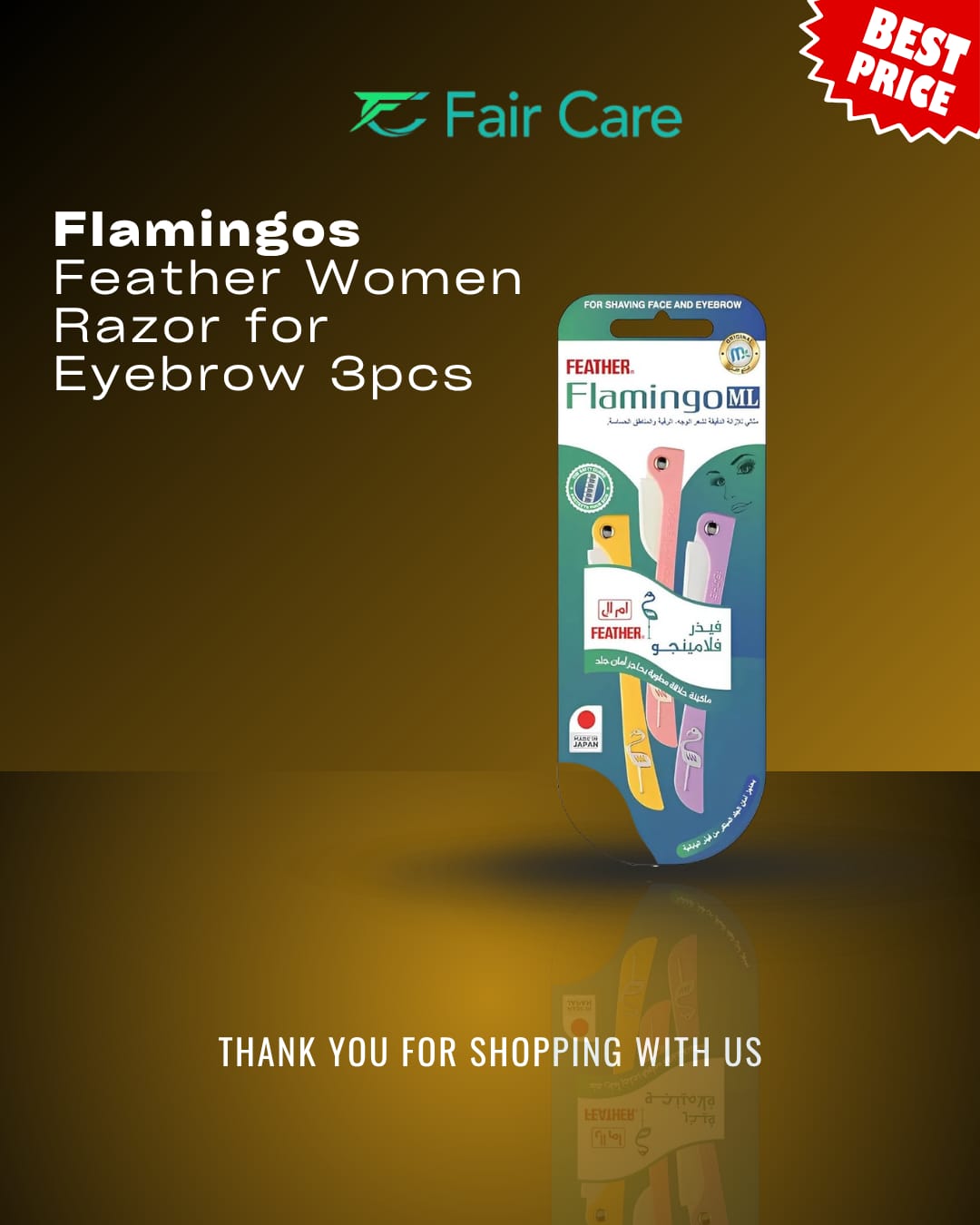 Flamingos feather women razor for eyebrow 3pcs