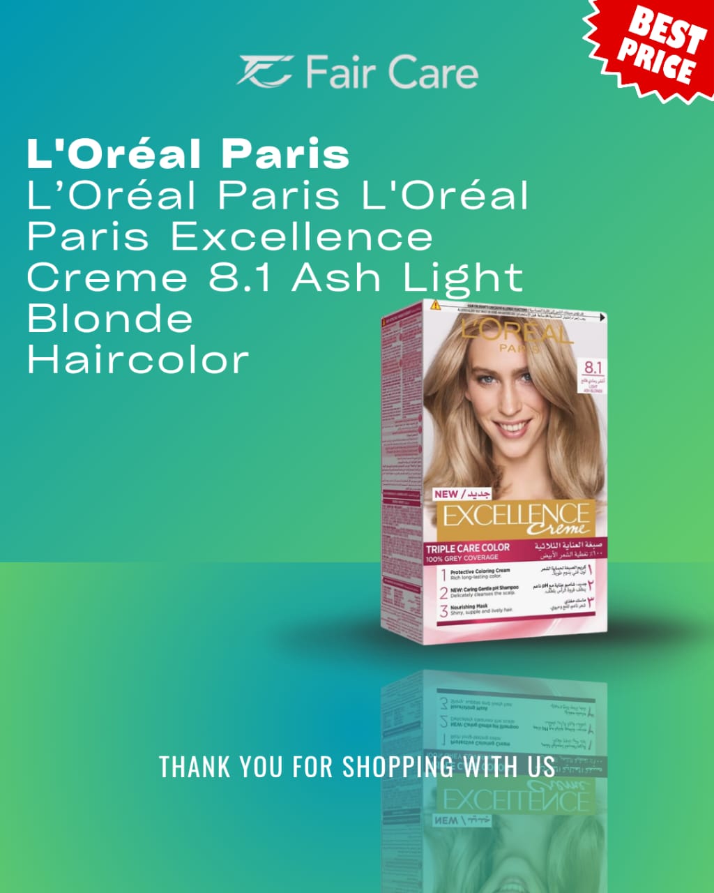 L’Oréal paris excellence creme (ash light blonde ) hair color