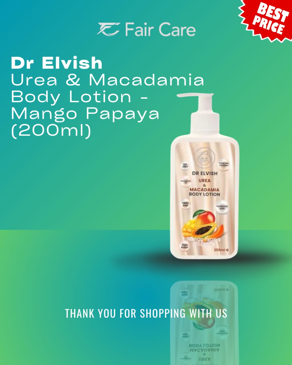 Dr elvish urea & macadamia body lotion- mango papaya (200ml)