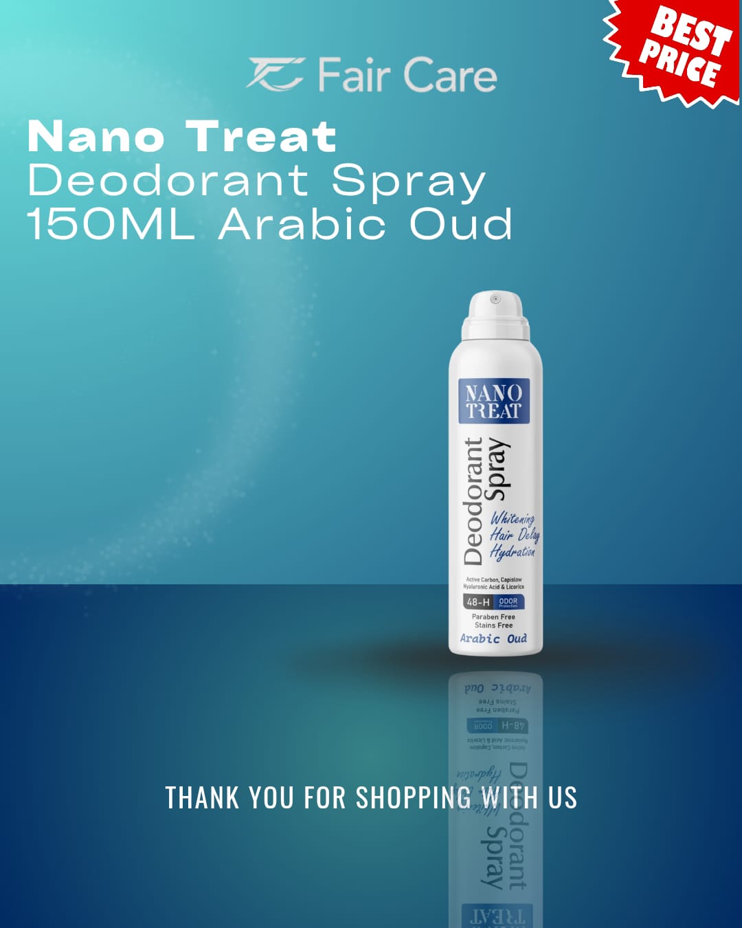 Nanotreat deodorant spray (arabic oud) 150ml