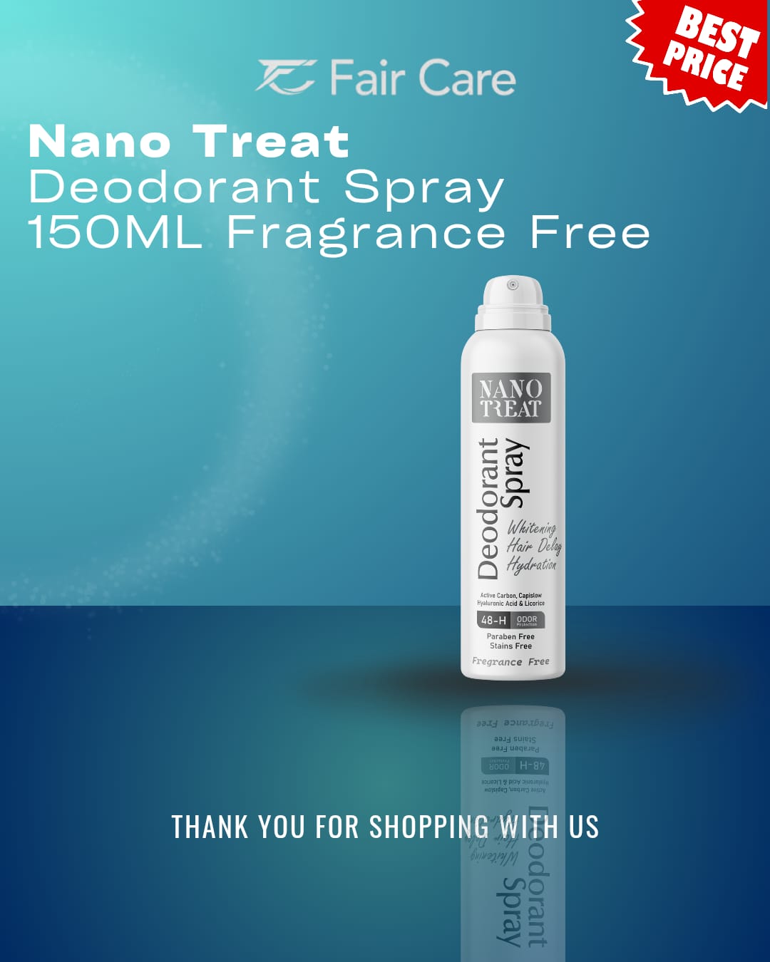 مزيل العرق نانو تريت (بدون عطر) بخاخ (150 مل)