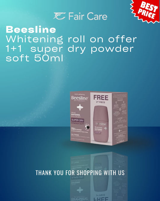 عرض بيزلين رول أون مفتح للبشرة (1+1) سوبر دراي باودر سوفت (50 مل)