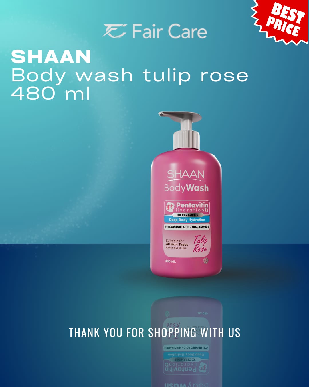 Shaan body wash (tulip rose) 480ml
