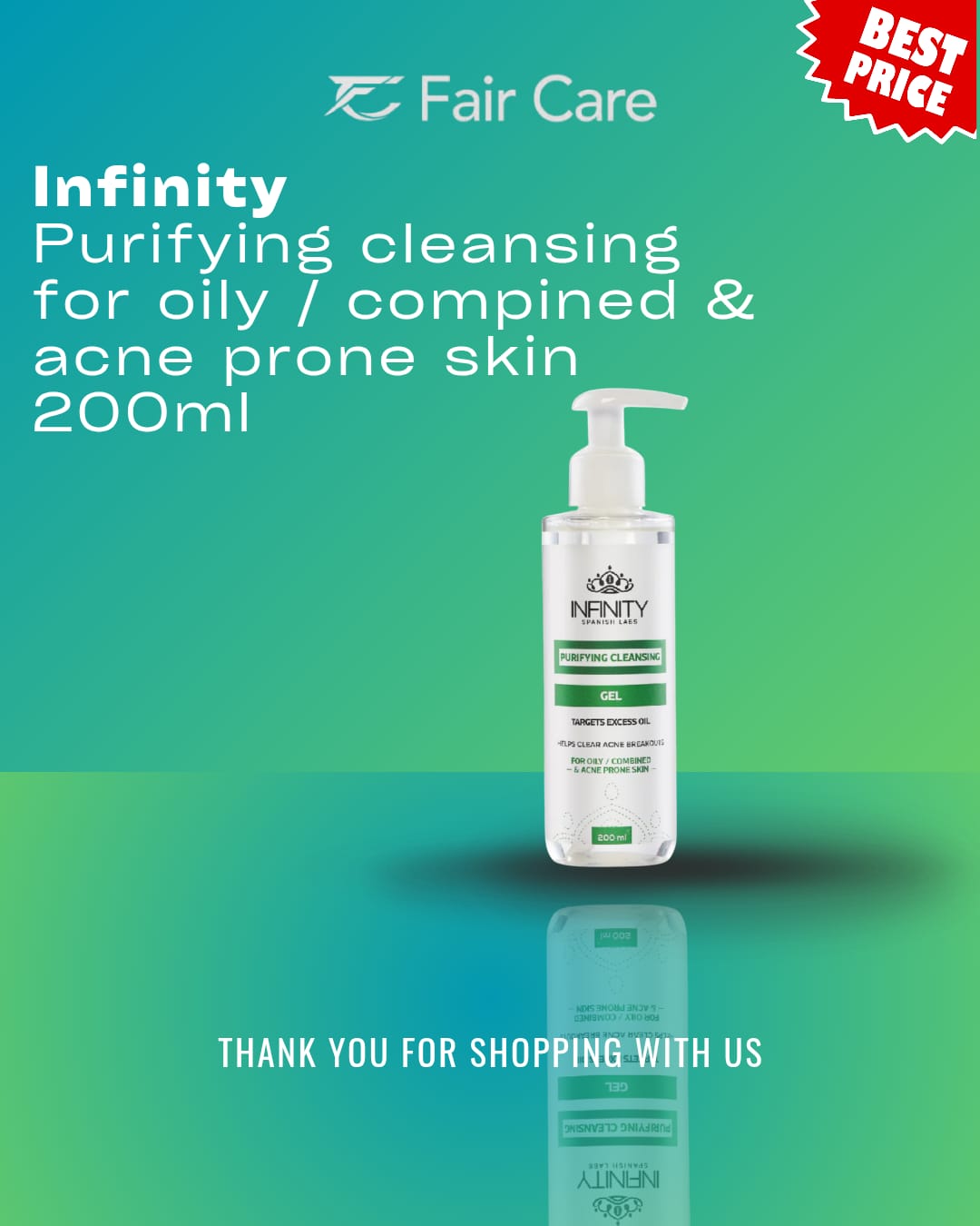 Infinity purifying cleansing for oily/compined & acne prone skin (200ml)
