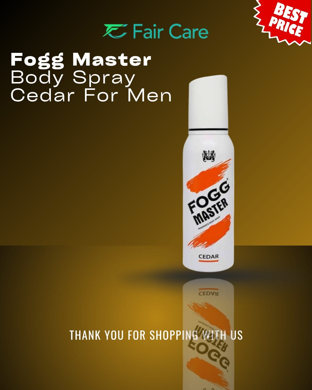 Fogg master body spray cedar for men - 120ml