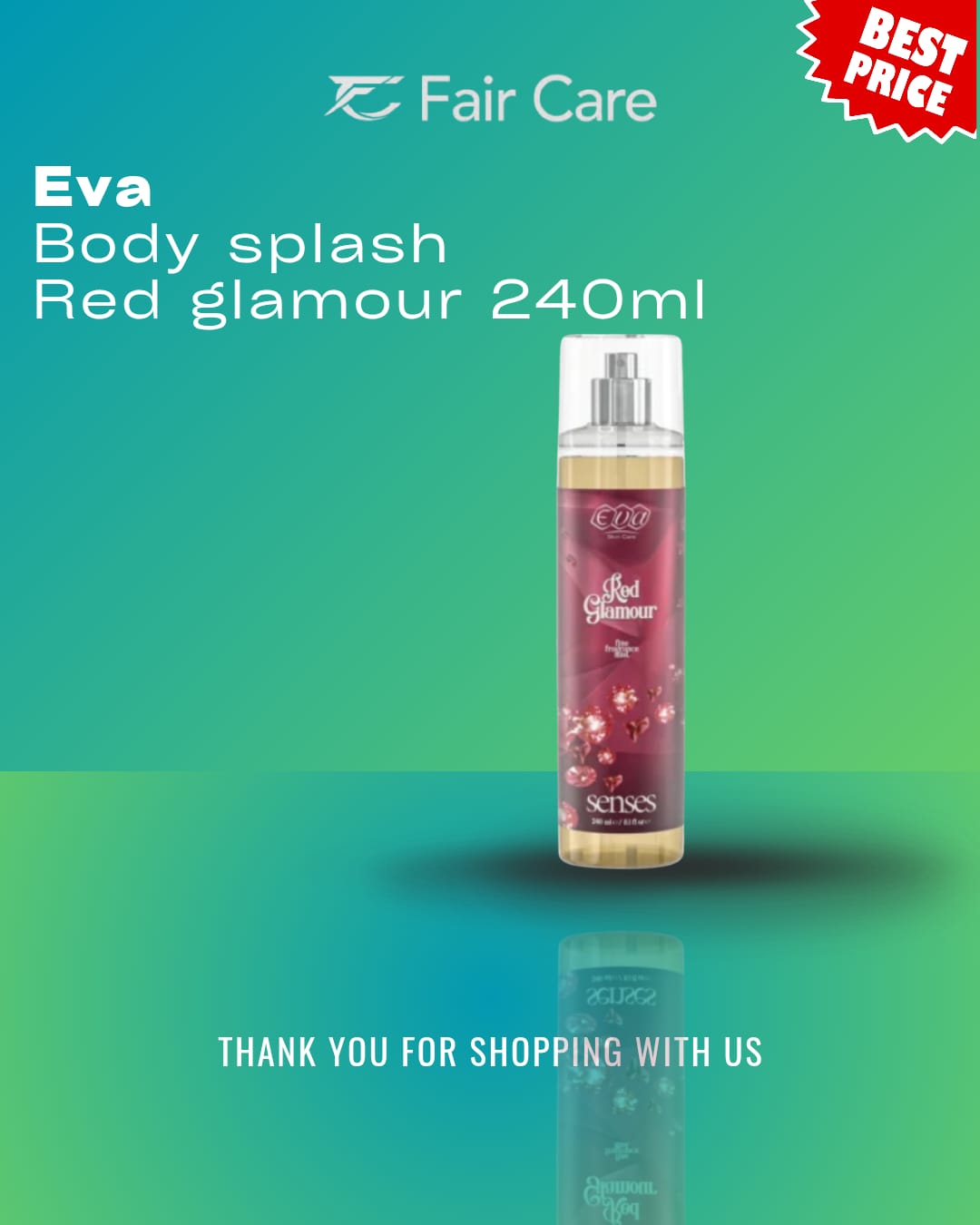 Eva Skin Care Senses Body Mist 240 ml - Red Glamor