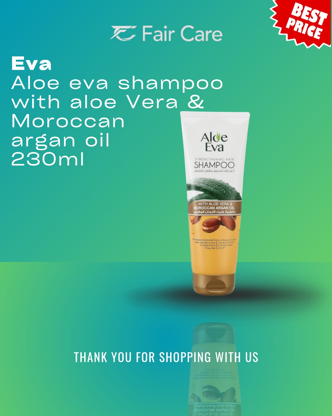 Aloe Eva Strengthening Hair Shampoo With Aloe Vera & Moroccan Argan Oil 230ml