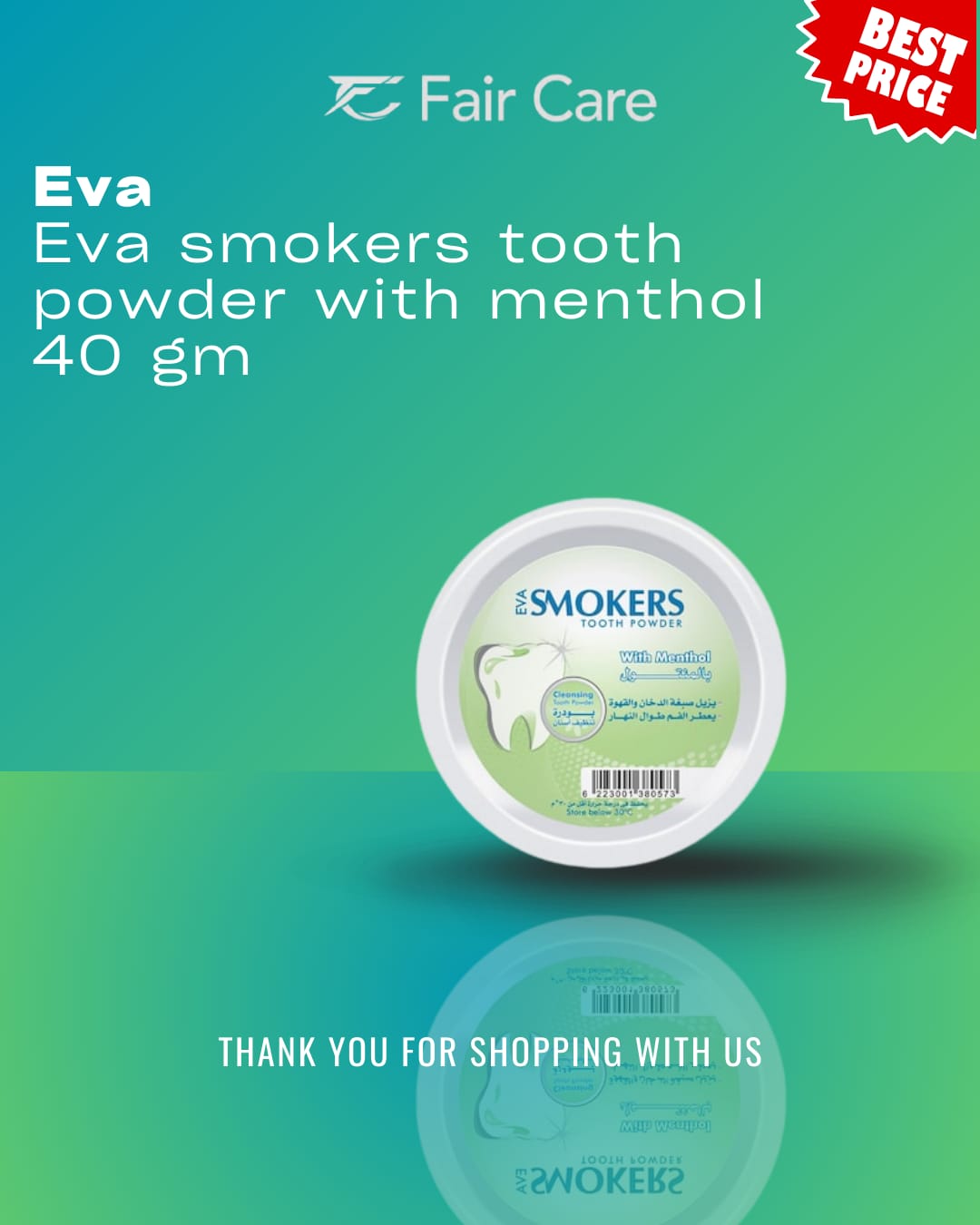 Eva Smokers Teeth Cleaning Powder With Menthol 40 G