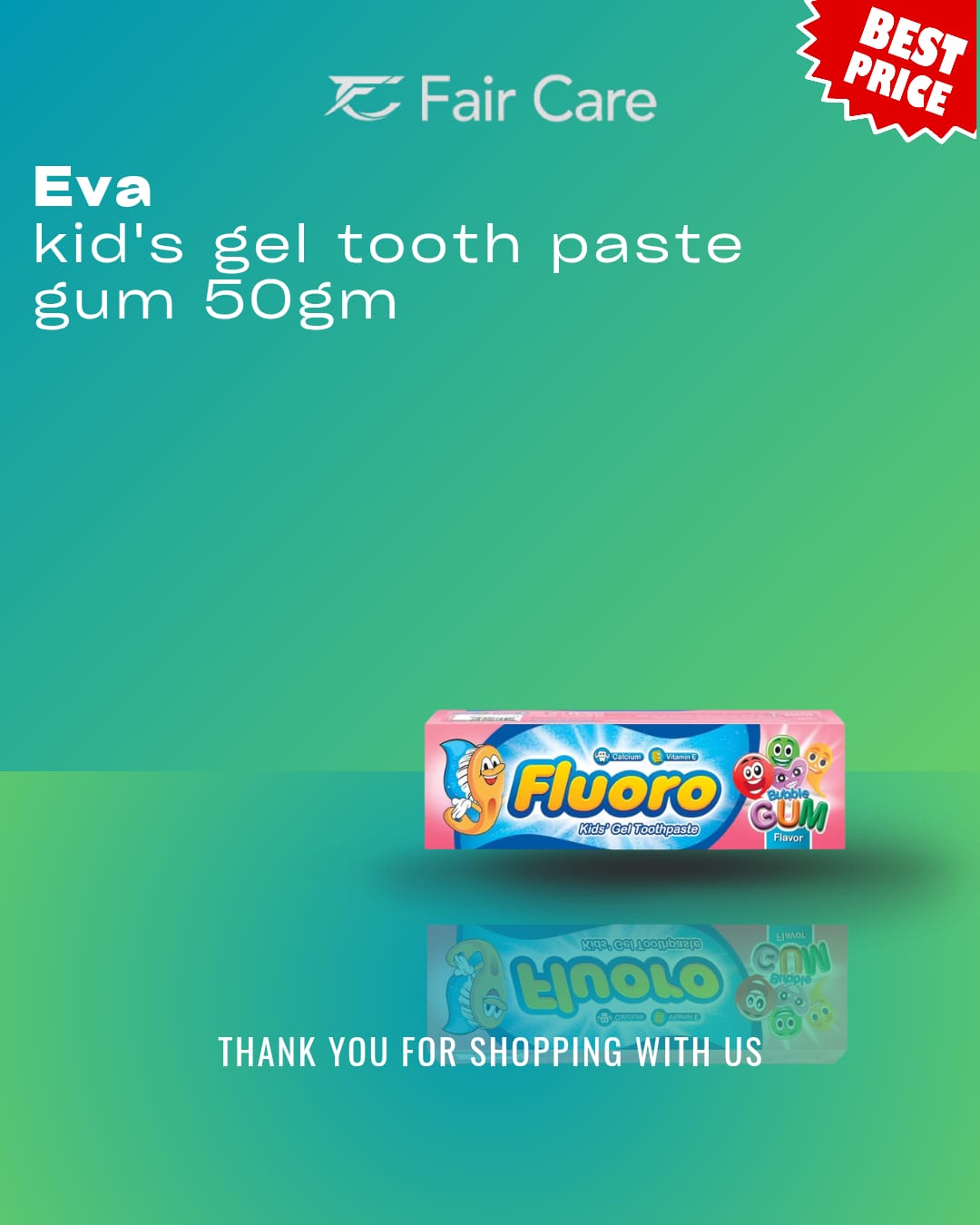 معجون أسنان إيفا فلورو بنكهة العلكة 50 جم